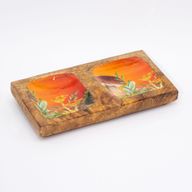 Doppeltes Schmucktablett 20x10x2,5cm - Pilzdesign Kastanienbraun