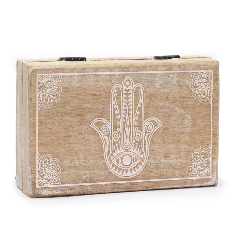 Große rechteckige Box 21,5 x 14 x 6,3 cm – Hamsa Whitewash