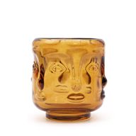 Buddha Faces Kerzenglas - Antikes Bernstein