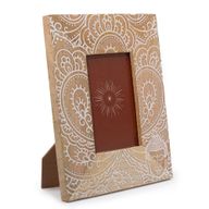 Med Mangoholz-Bilderrahmen (für 10 x 15 cm), 26 x 20 x 2 cm – Buddha – Weiß
