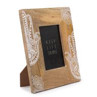 Med Mangoholz-Bilderrahmen (für 10 x 15 cm), 26 x 20 x 2 cm – Hansa – Weiß