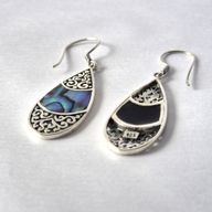 Muschel & Silber Ohrringe - Tropfen Oval - Abalone