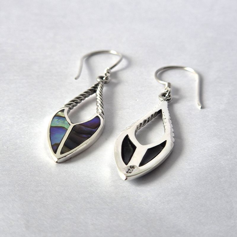 Muschel & Silber Ohrringe - Speertropfen - Abalone