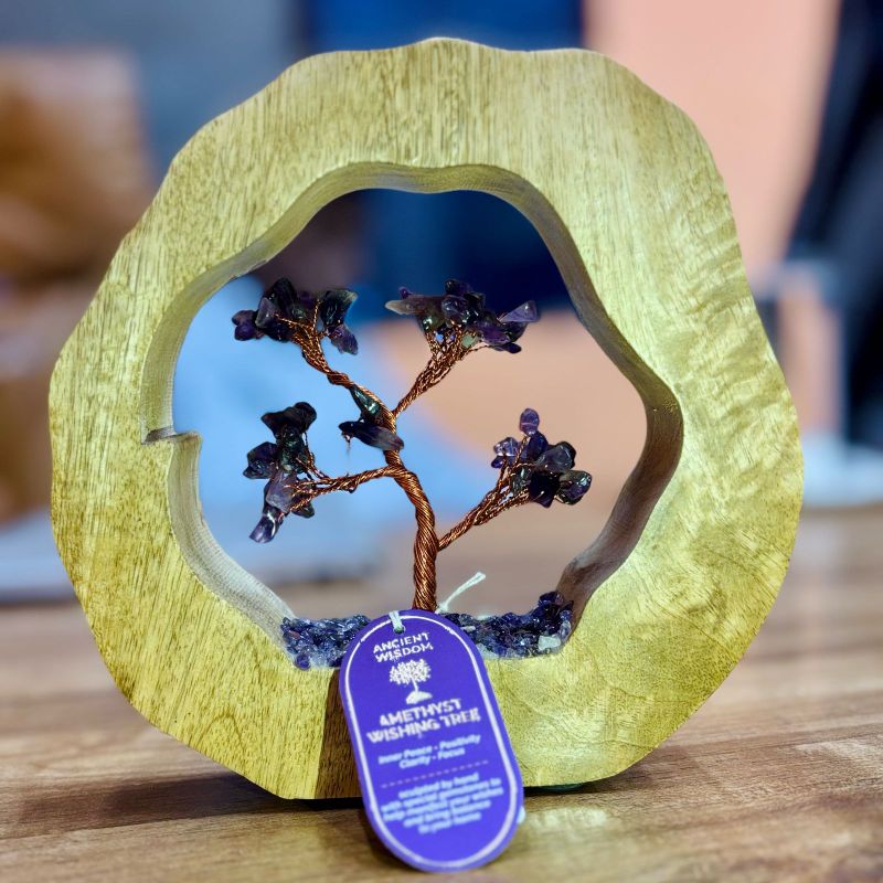 Edelstein-Baumgarten – Mangoholz-Ring – Amethyst – 60 Chipstones