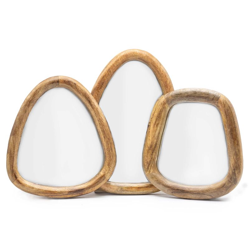 Set mit 3 kieselsteinförmigen Spiegeln – dunkelbraunes Finish