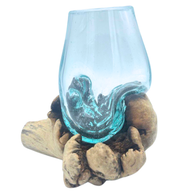 Geschmolzenes Glas auf seltenem Parasitenholz - groß