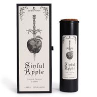 Sündiger Apfel Ritualkerze der alten Hexe und passende Geschenkbox, Frontansicht