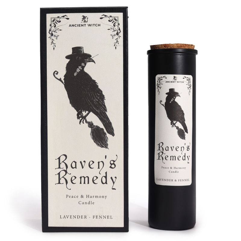 Raven's Remedy Antike Hexenritualkerze und passende Geschenkbox, Frontansicht