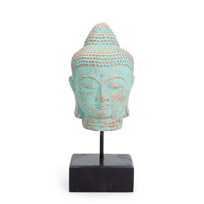 Stillness Buddhakopf auf Ständer - Grünes Kupfer