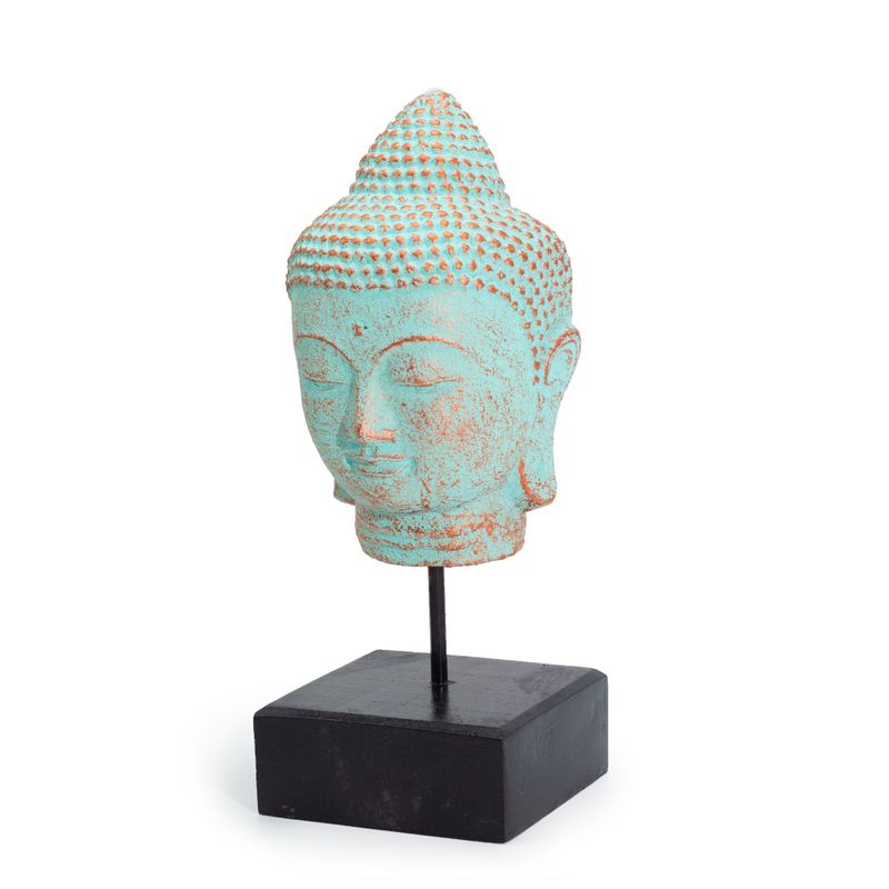 Stillness Buddhakopf auf Ständer - Grünes Kupfer