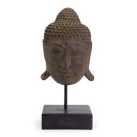 Großer Serenity Buddhakopf auf Ständer - Grau
