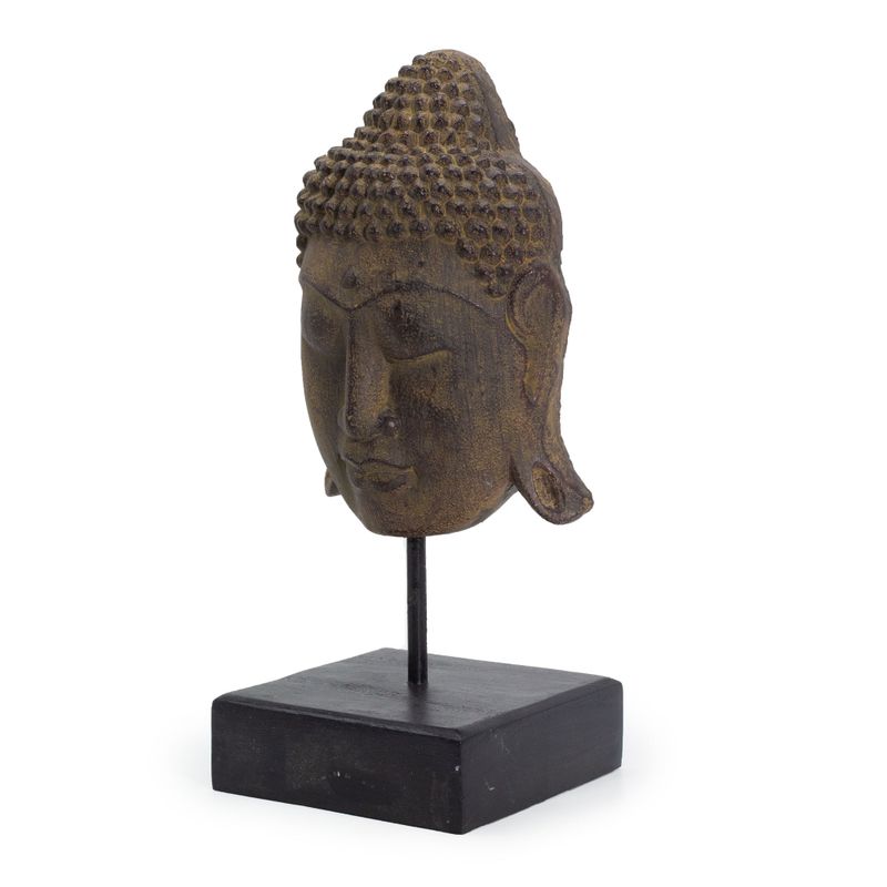 Großer Serenity Buddhakopf auf Ständer - Grau