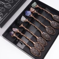Set mit 7 Hexenlöffeln aus bronzefarbenem Edelsteinkristall