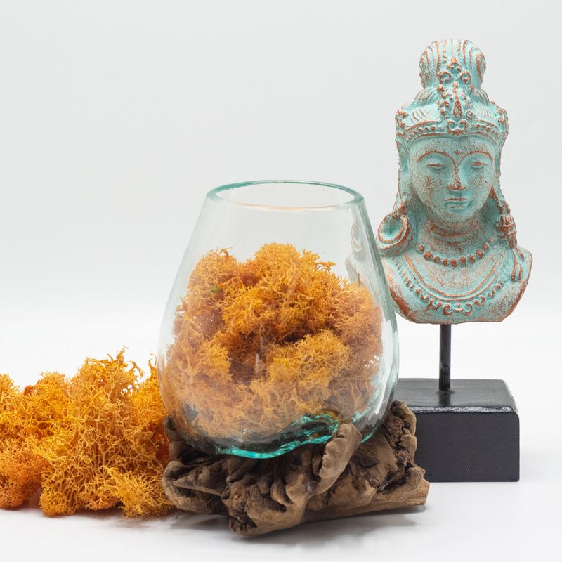 Geschmolzenes Glas auf seltenem Parasitenholz - groß