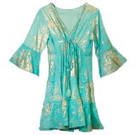 (M-L) Kleid – Türkis & Gold Korallen Design