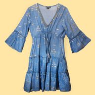 (M-L) Kleid – Seeblau & Goldfisch-Design