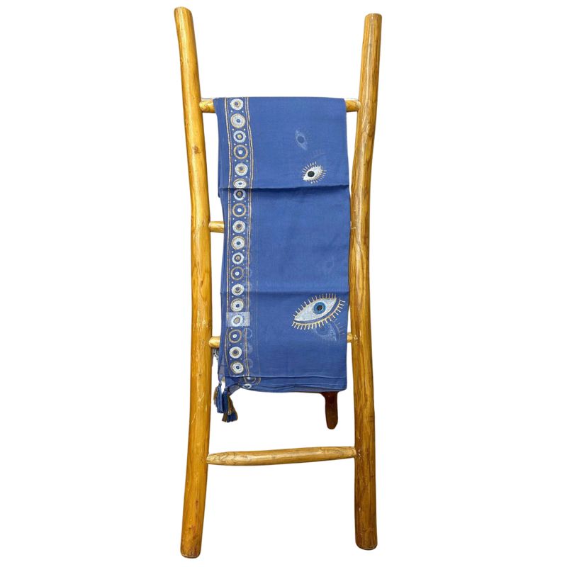 Nomad Sari On the Med Kollektion - Pario- Handgemaltes Evil Eye-Design in sattem Blau und Gold