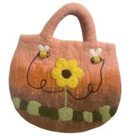 Sonnenblumen- und Bienenfilztasche - 35x27cm