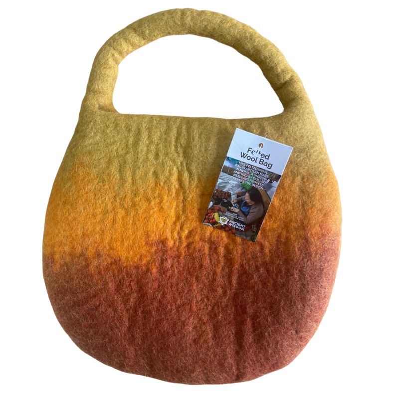 Wassergefilzte Bienentasche - Ein Griff mit Magnet - Sonnenaufgang Orange