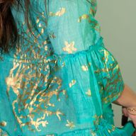 (M-L) Kleid – Türkis & Gold Korallen Design