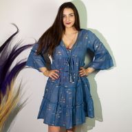 (M-L) Kleid – Seeblau & Goldfisch-Design