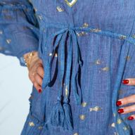 (M-L) Kleid – Seeblau & Goldfisch-Design