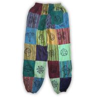 Nomaden-Sari – Pilzhose – Blockdruck-Designs – Grüntöne  S/M