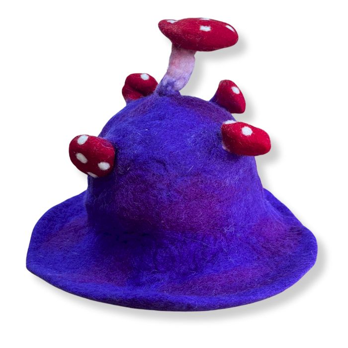 Filzhut mit Pilzmotiv - Sehr violett
