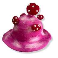 Filzhut mit Pilzmotiv - Shocking Pink