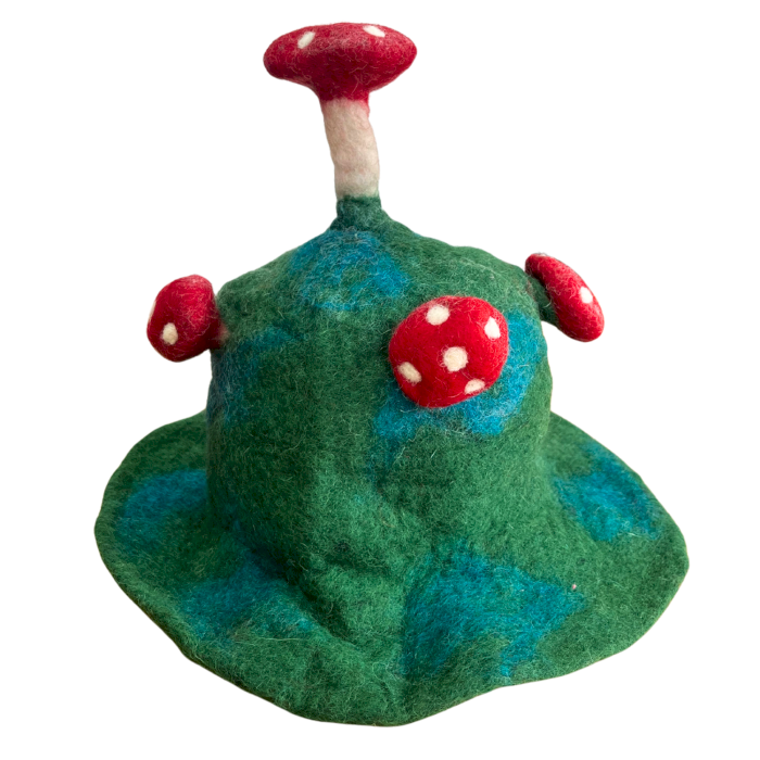 Filzhut mit Pilzmotiv - Moosberggrün