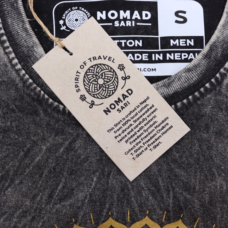 Kleines Stone Washed T-Shirt - Mandala - Dunkelgrau
