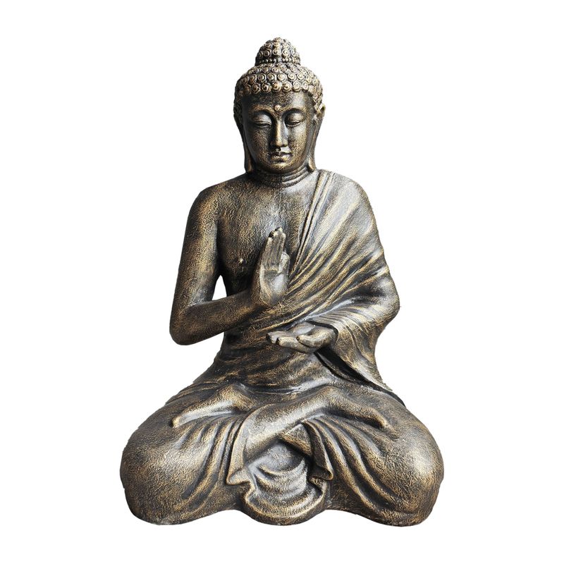Großer Buddha in Meditations-Stupa aus Antikgold, 1,5 m