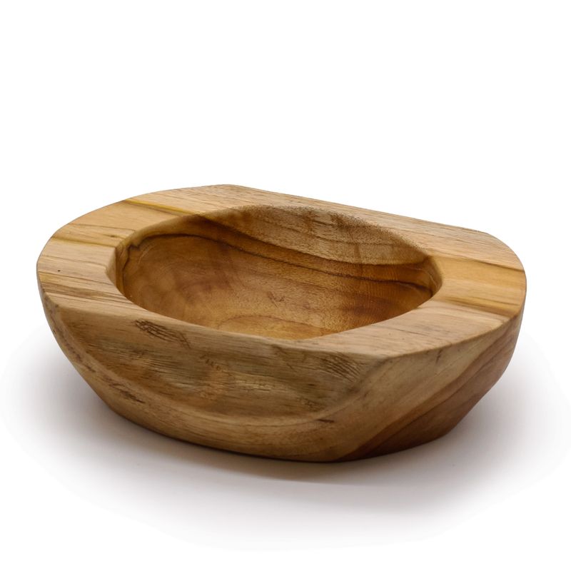 Große Teakholzschale in natürlicher Form – 25 x 7 cm