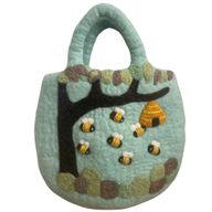 Filztasche mit Baum- und Bienenstockmotiv – 35 x 27 cm