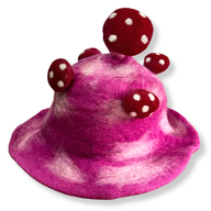 Filzhut mit Pilzmotiv - Shocking Pink