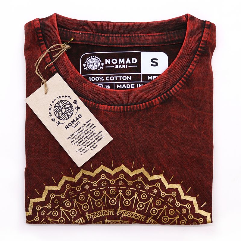 Kleines Stone Washed T-Shirt – Mandala – Kastanienbraun