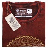Extra großes Stone-Washed T-Shirt - Hamsa - Weinrot