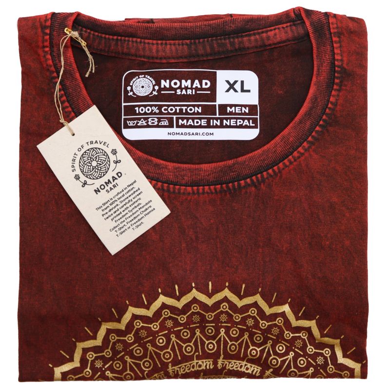 Extra großes Stone-Washed T-Shirt - Hamsa - Weinrot