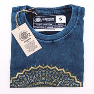 Kleines Stonewashed-T-Shirt - Mandala - Blau