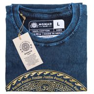 Großes Stonewashed T-Shirt - Hamsa - Blau