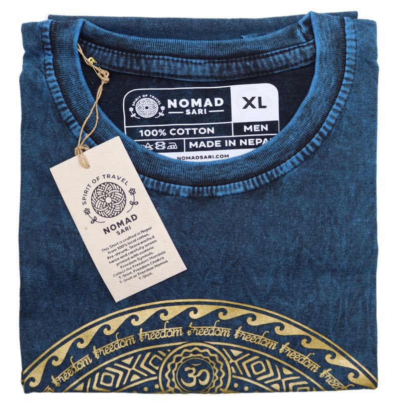 XLarge stein-gewaschenes T-Shirt - Chakra - Blau
