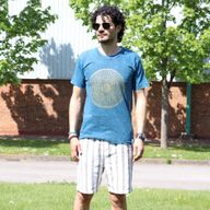 Kleines Stonewashed-T-Shirt - Mandala - Blau