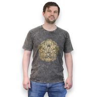 Größe M Stone Washed T-Shirt - Hamsa - Dunkelgrau