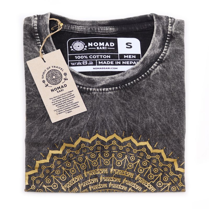 Kleines Stone Washed T-Shirt - Mandala - Dunkelgrau