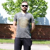 Kleines Stone Washed T-Shirt - Mandala - Dunkelgrau