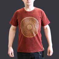 Kleines Stone Washed T-Shirt – Mandala – Kastanienbraun
