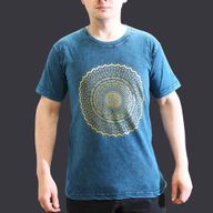 Kleines Stonewashed-T-Shirt - Mandala - Blau