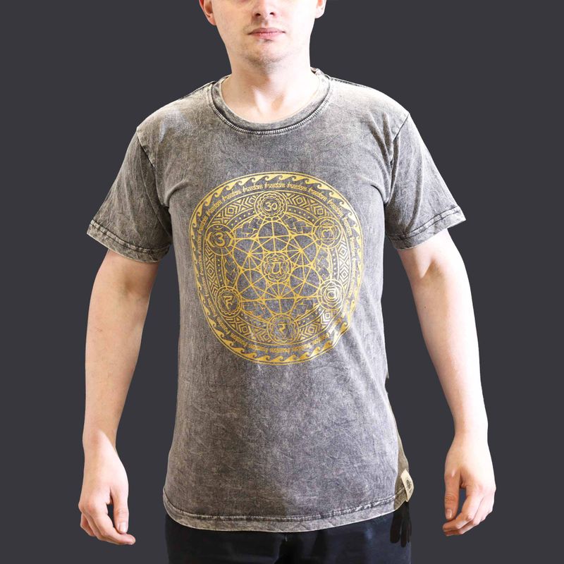 Kleines Stone Washed T-Shirt – Chakra – Dunkelgrau