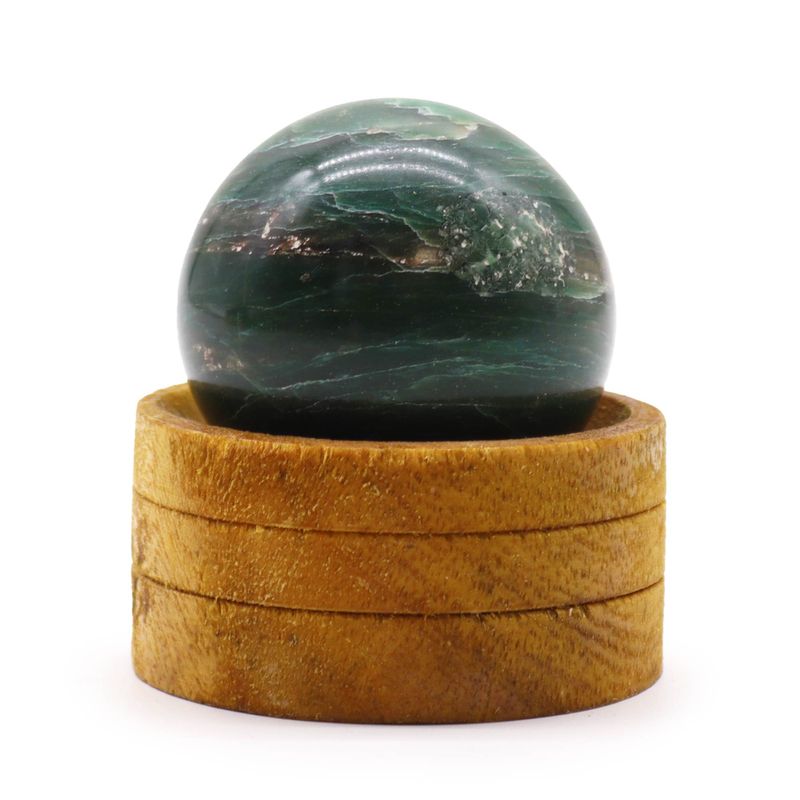 Edelsteinkristallkugel 50mm - Indische Jade mit Ständer