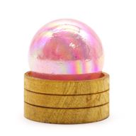 Edelstein-Kristallkugel 50 mm – Rosenquarz-Titan-Aura mit Ständer